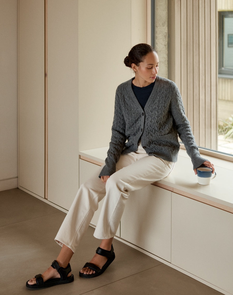 The CABLE CARDIGAN - Atlantic Grey / Archive Sale