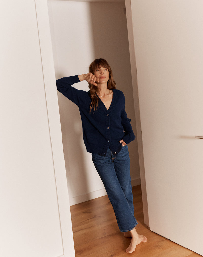 The Cardigan Set - Navy & White