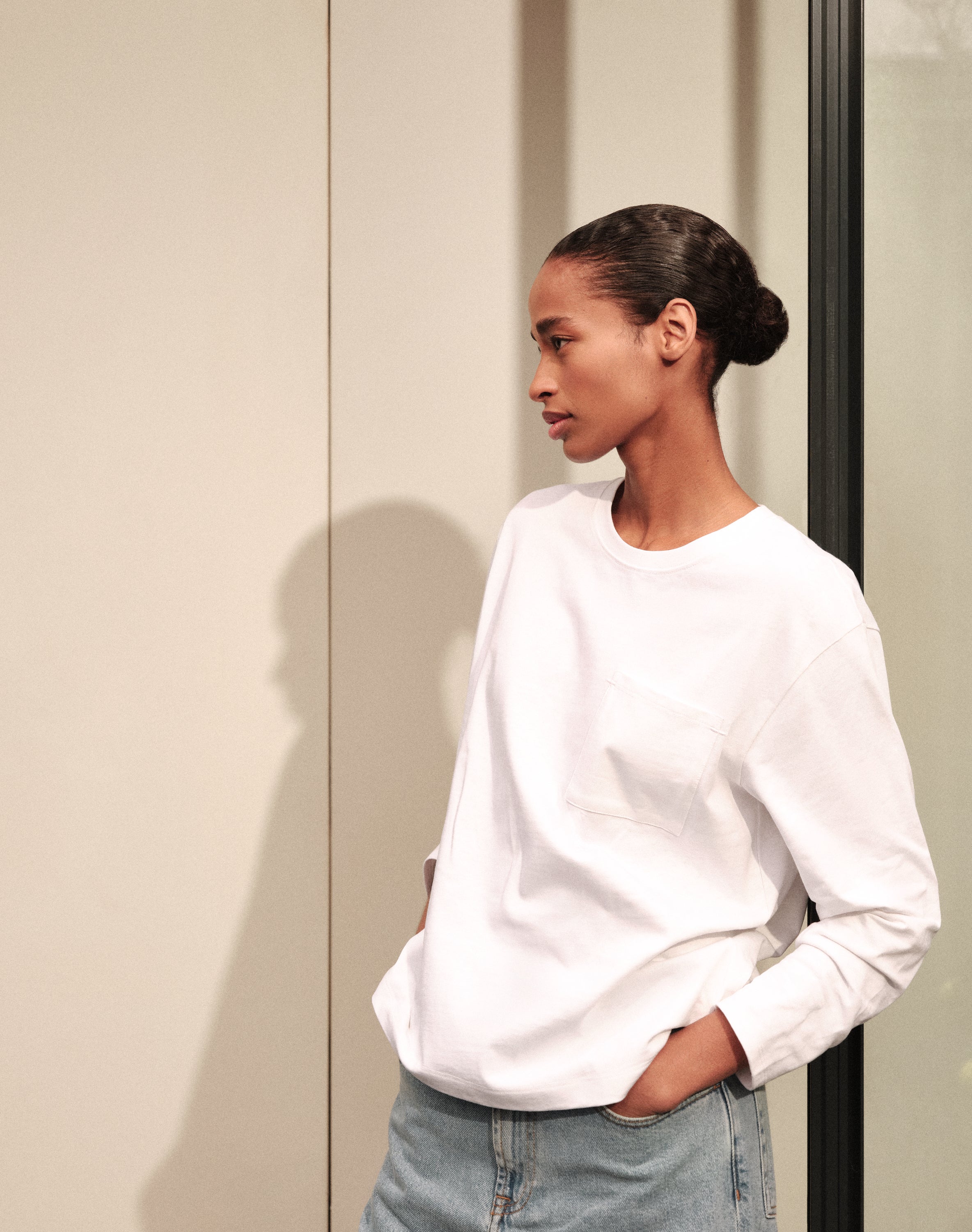 The Structured Slub / The Long Sleeve - White