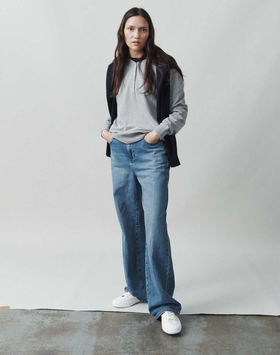 The Lived-In Loopback Henley - Slate Grey, Renewed + Restored