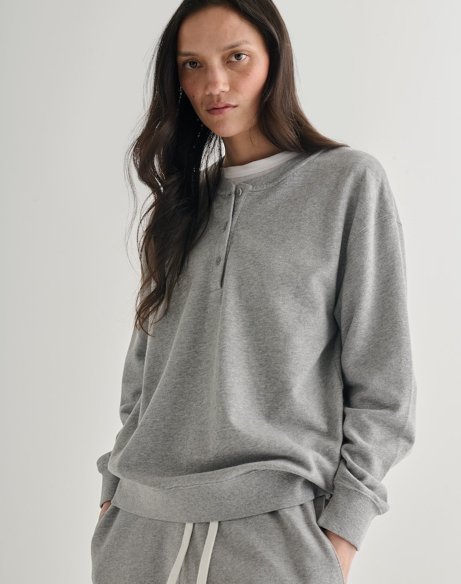 The Lived-In Loopback Henley - Slate Grey