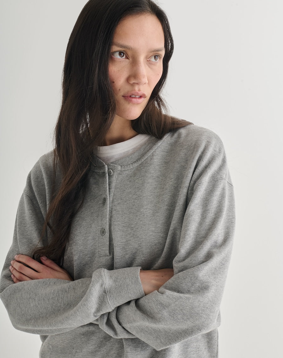 The Lived-In Loopback Henley - Slate Grey