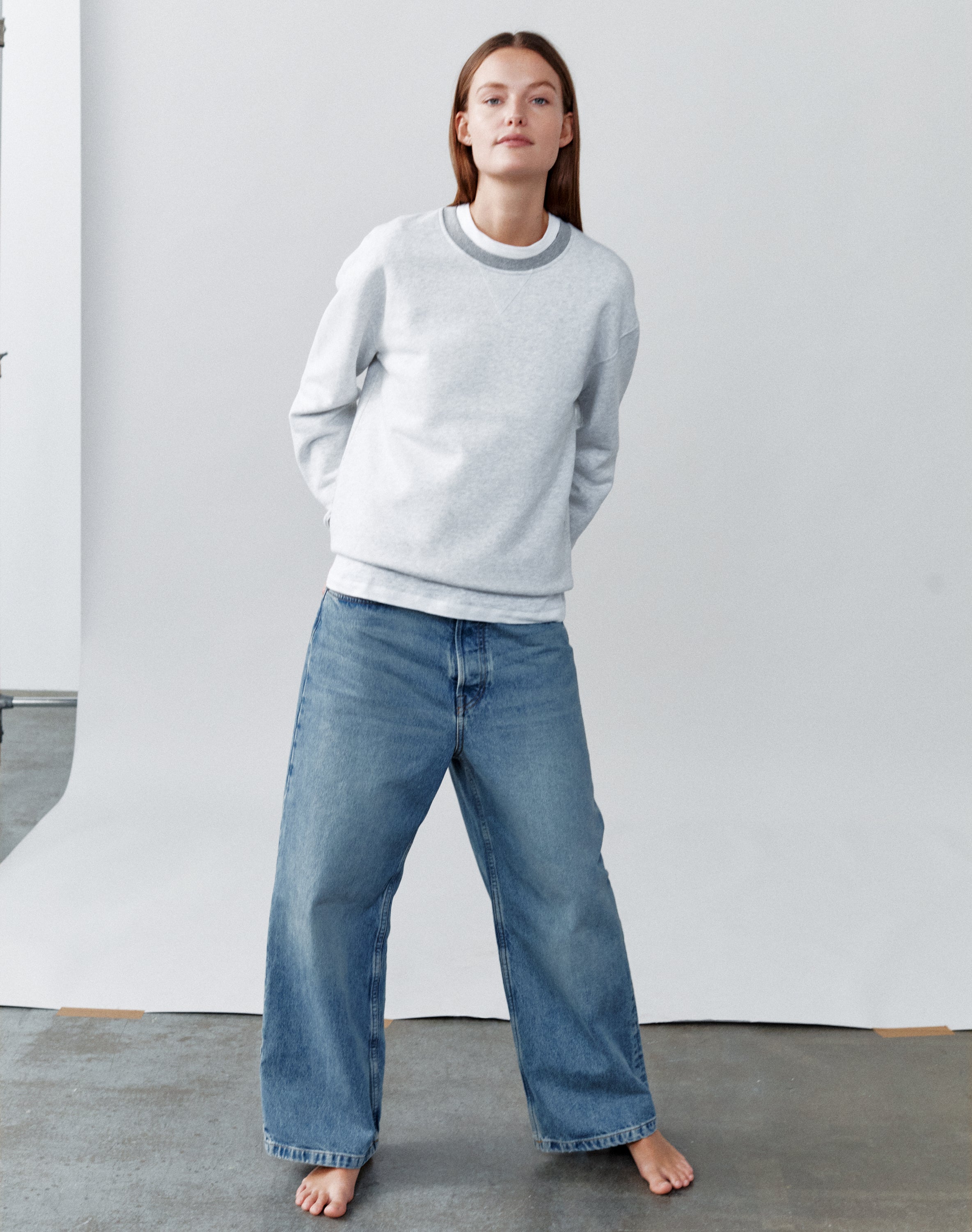 V-Notch Detail Grey Sweatshirt