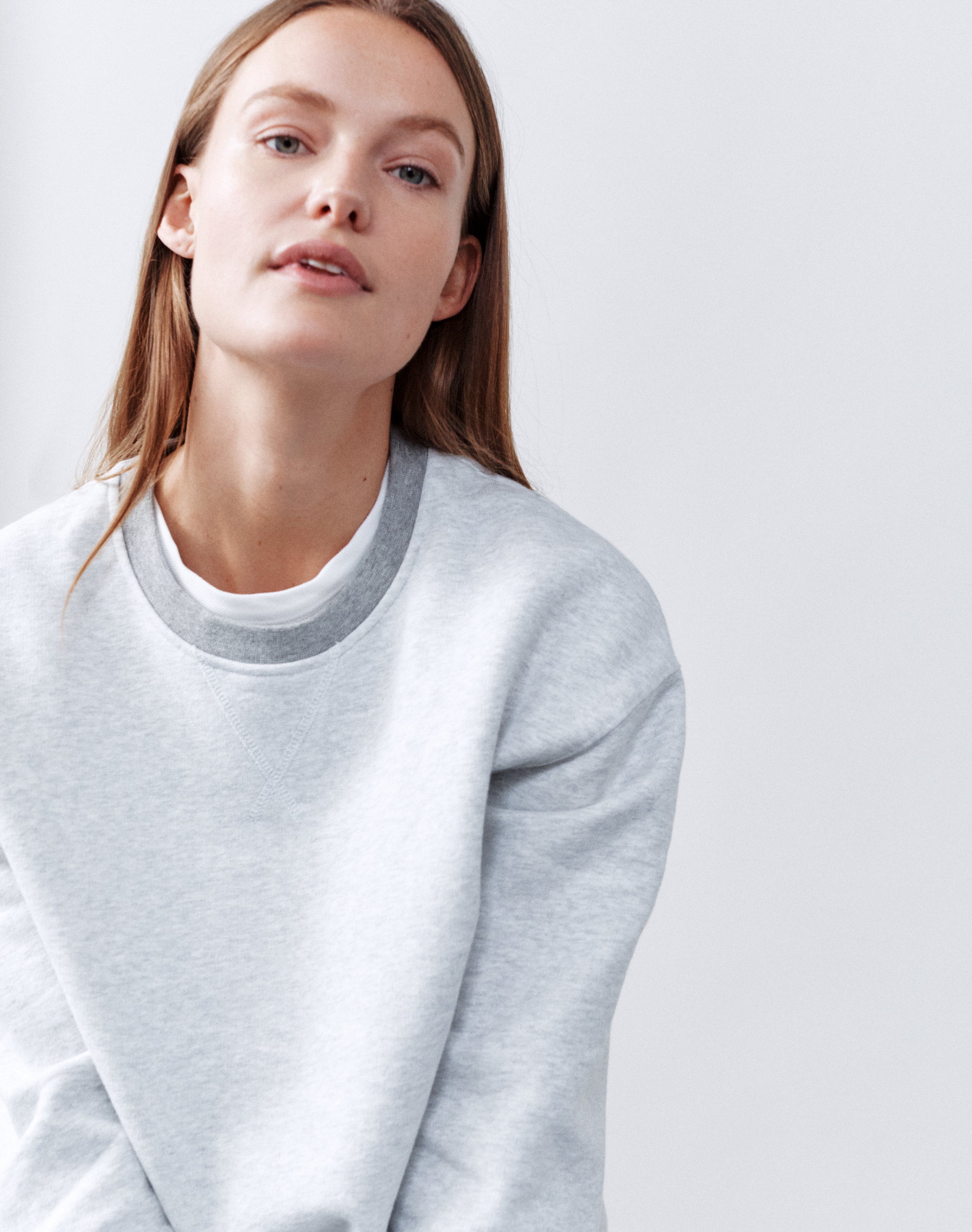 V-Notch Detail Grey Sweatshirt