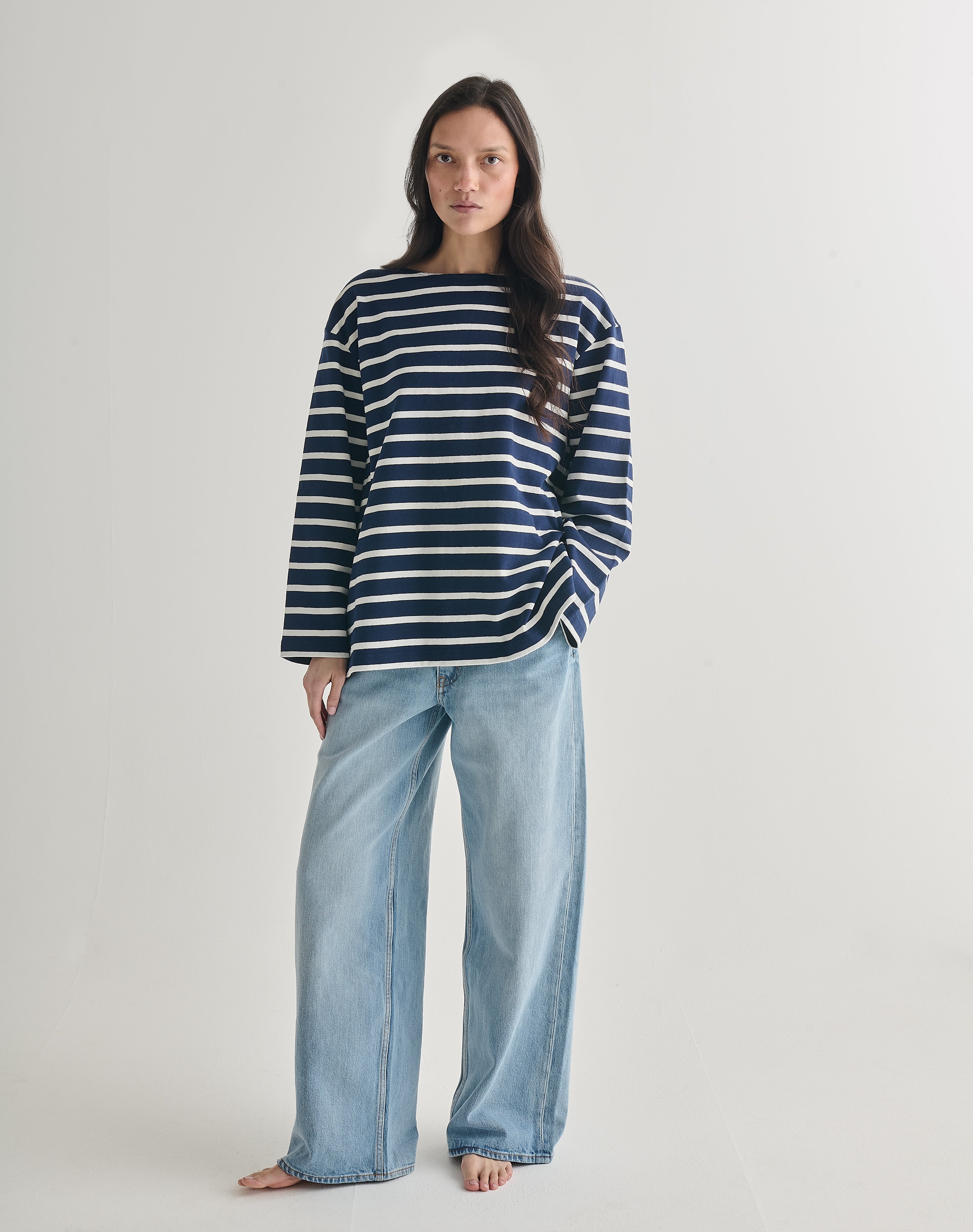 Striped Oversized Breton. Navy & Ink.