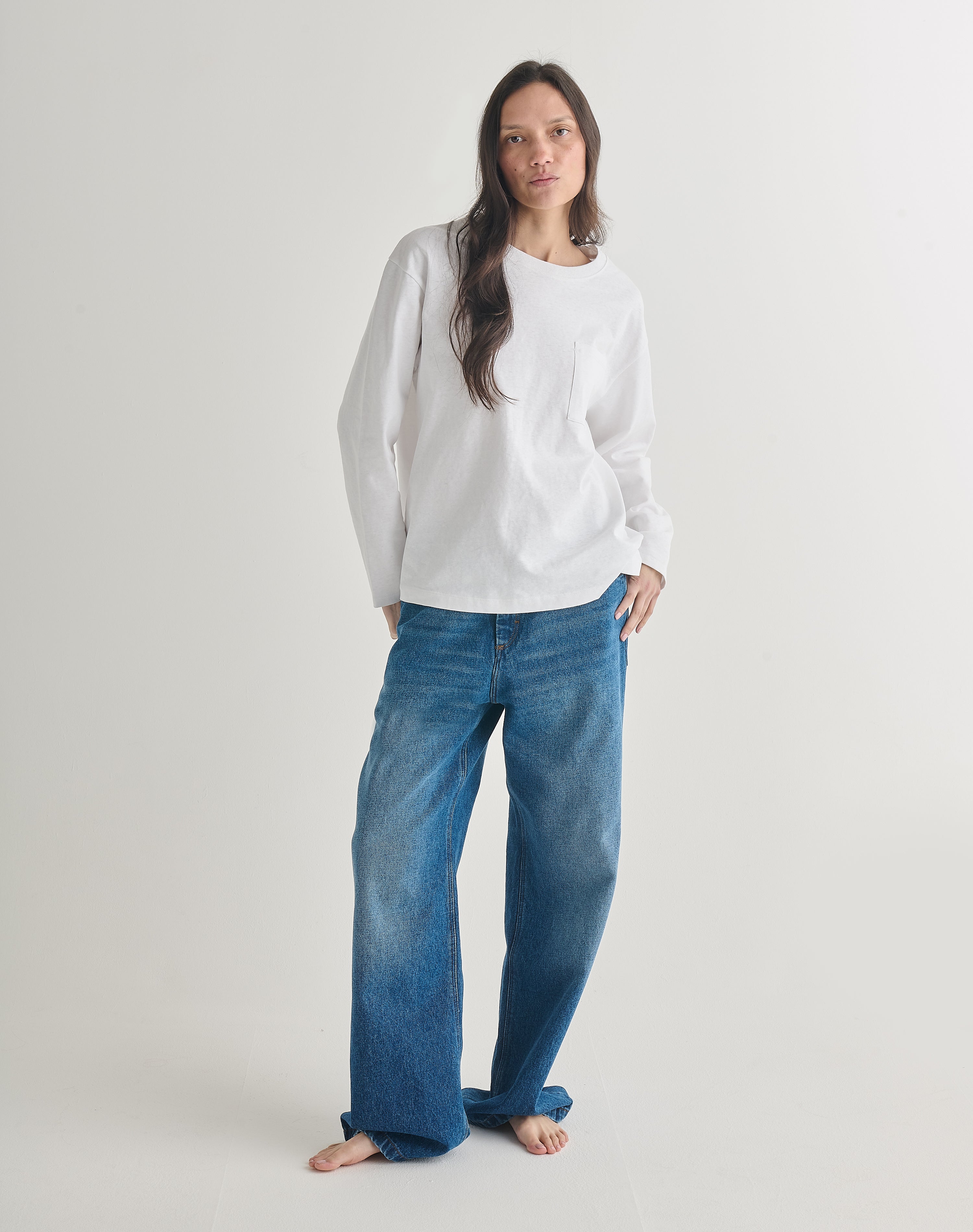 The Structured Slub / The Long Sleeve - White