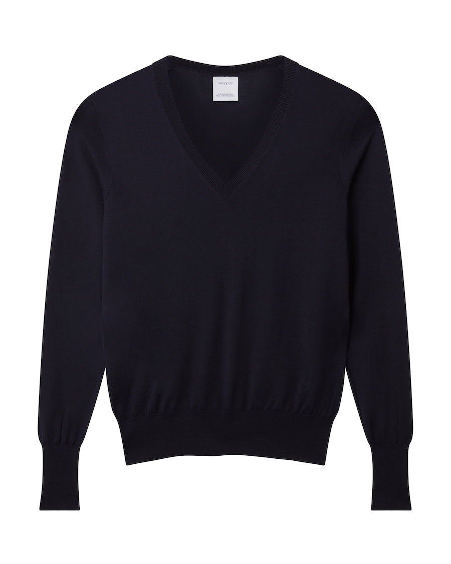 Navy sweater on a white background