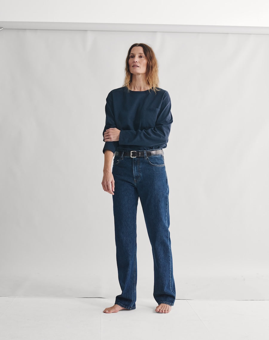 The Structured Slub / The Long Sleeve - Navy