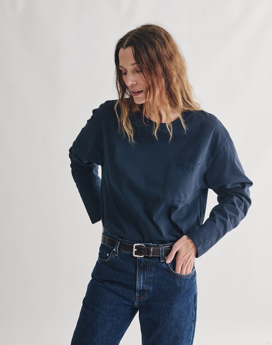 The Structured Slub / The Long Sleeve - Navy