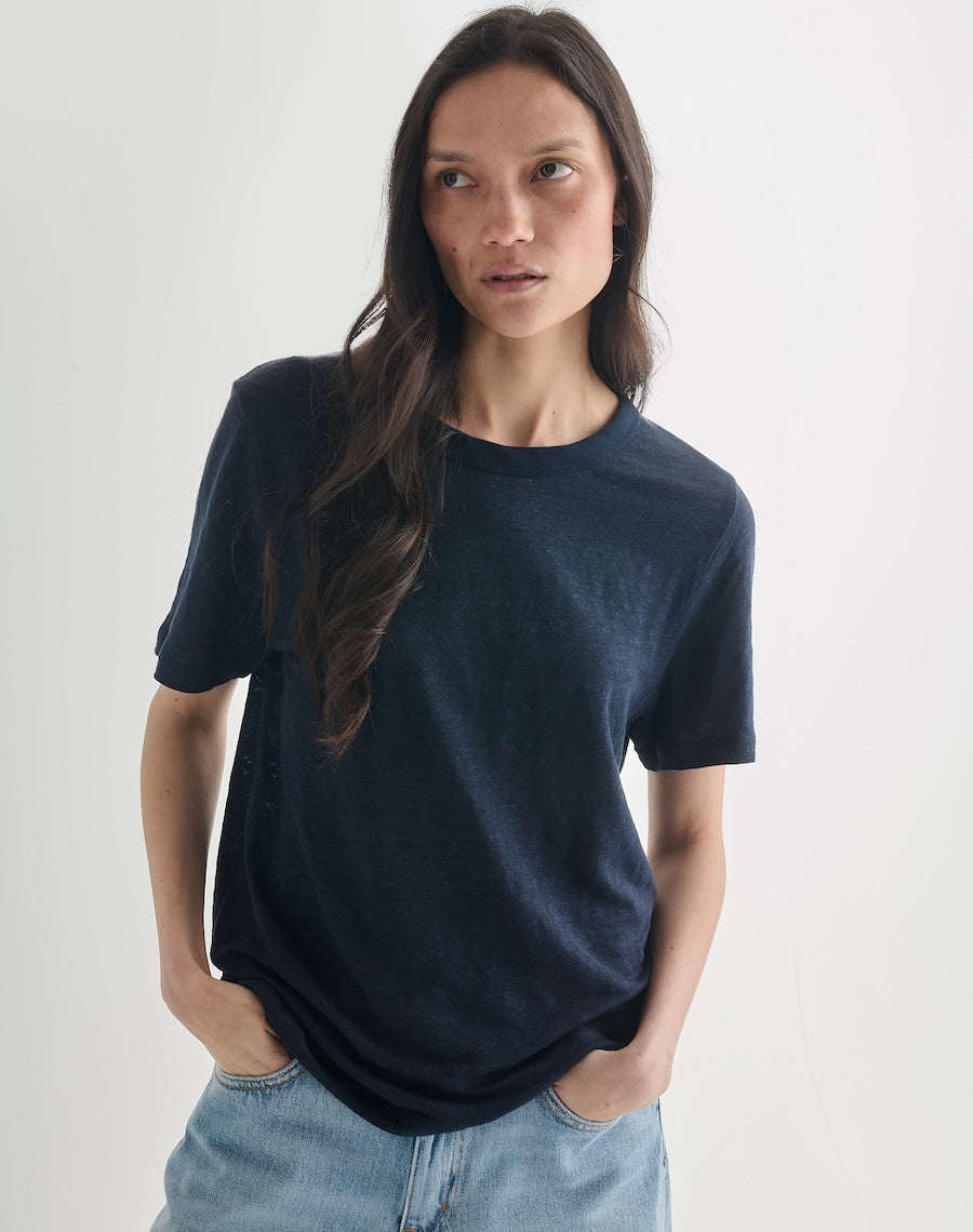 Navy Linen Tee