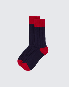 The HOUSE SOCK - Navy & Carmine