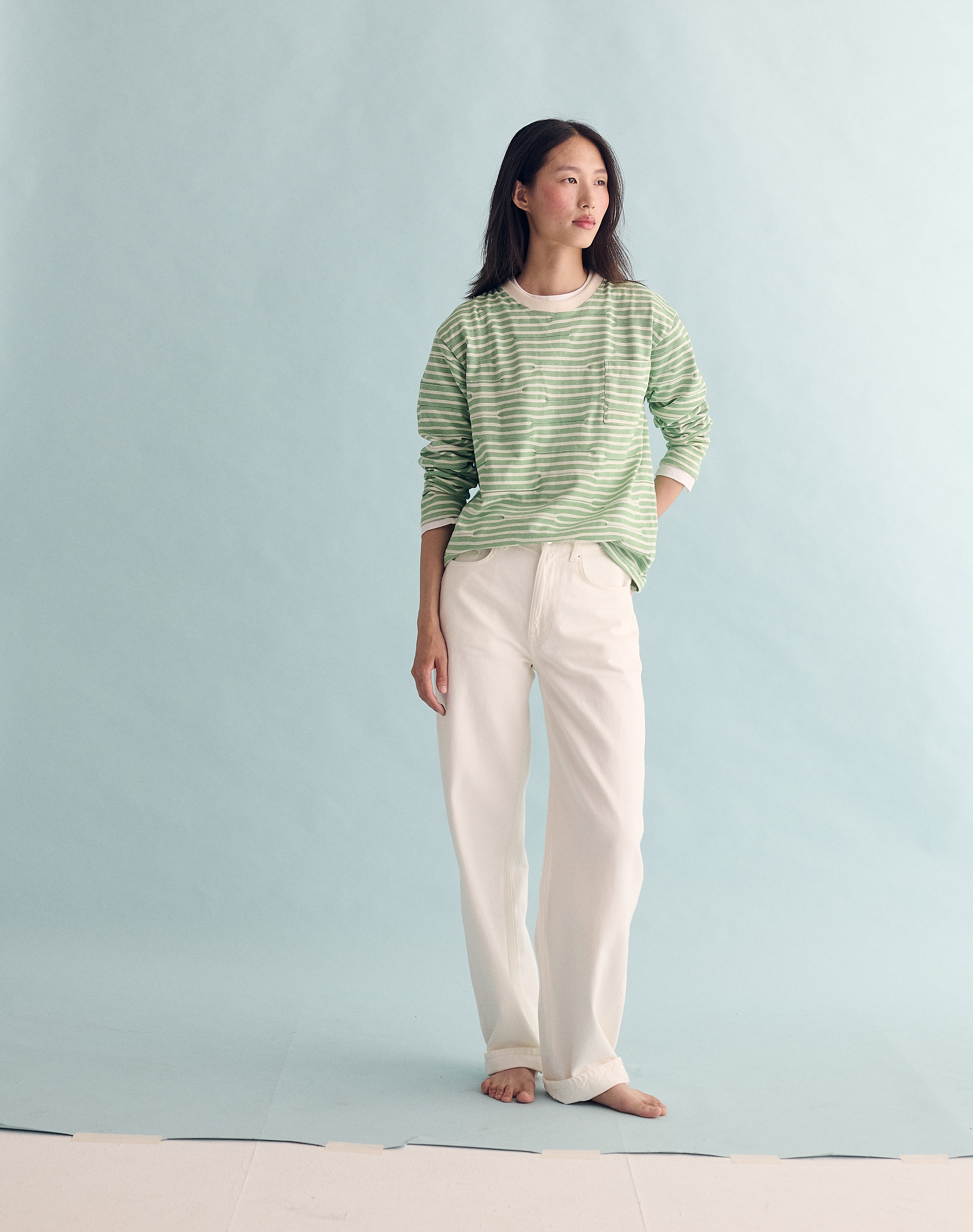 The BRITISH JERSEY 01 - Ecru + Sage