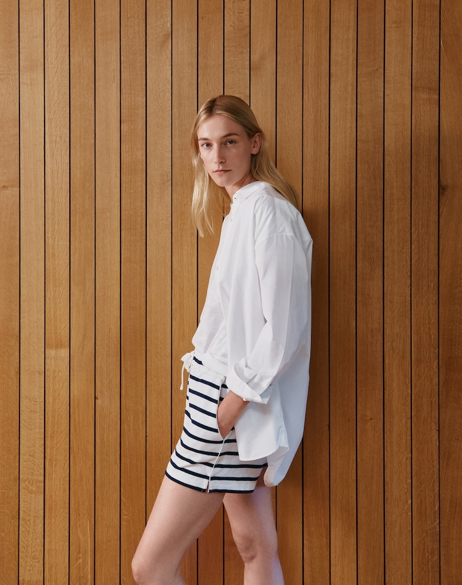 The Breton Short - Ecru + Navy