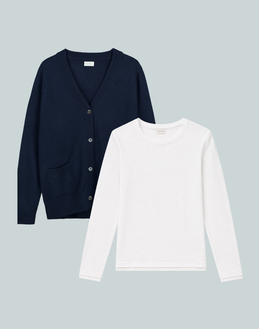 The Cardigan Set - Navy & White