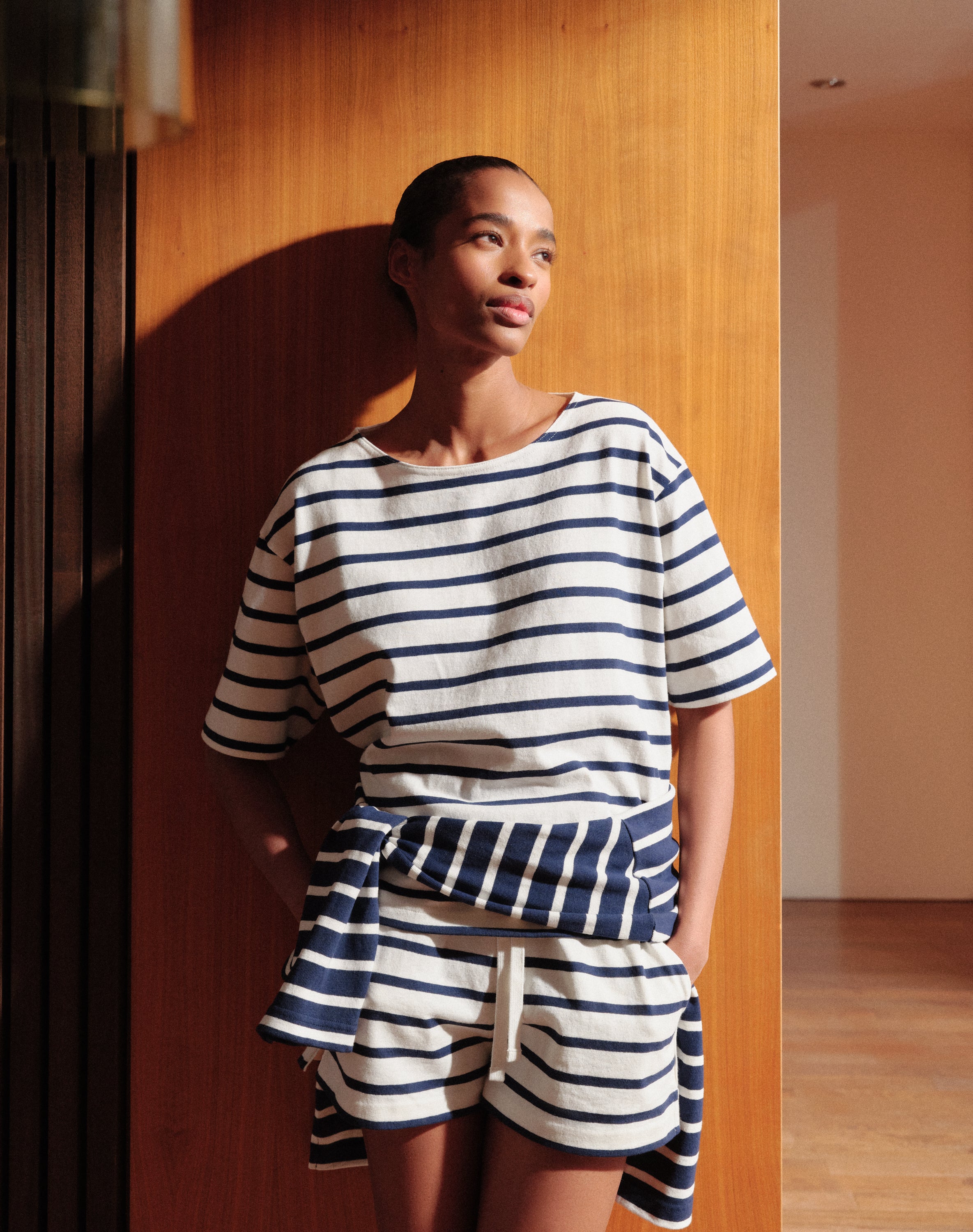 The BRETON / The Tee - Ecru + Navy