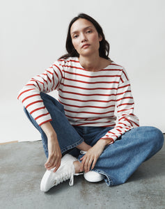 The BRETON JERSEY - Carmine & Ecru