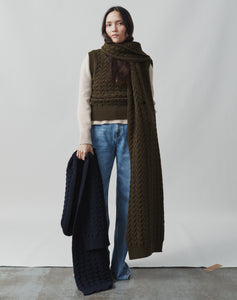 The BORDER CABLE Scarf - Moss