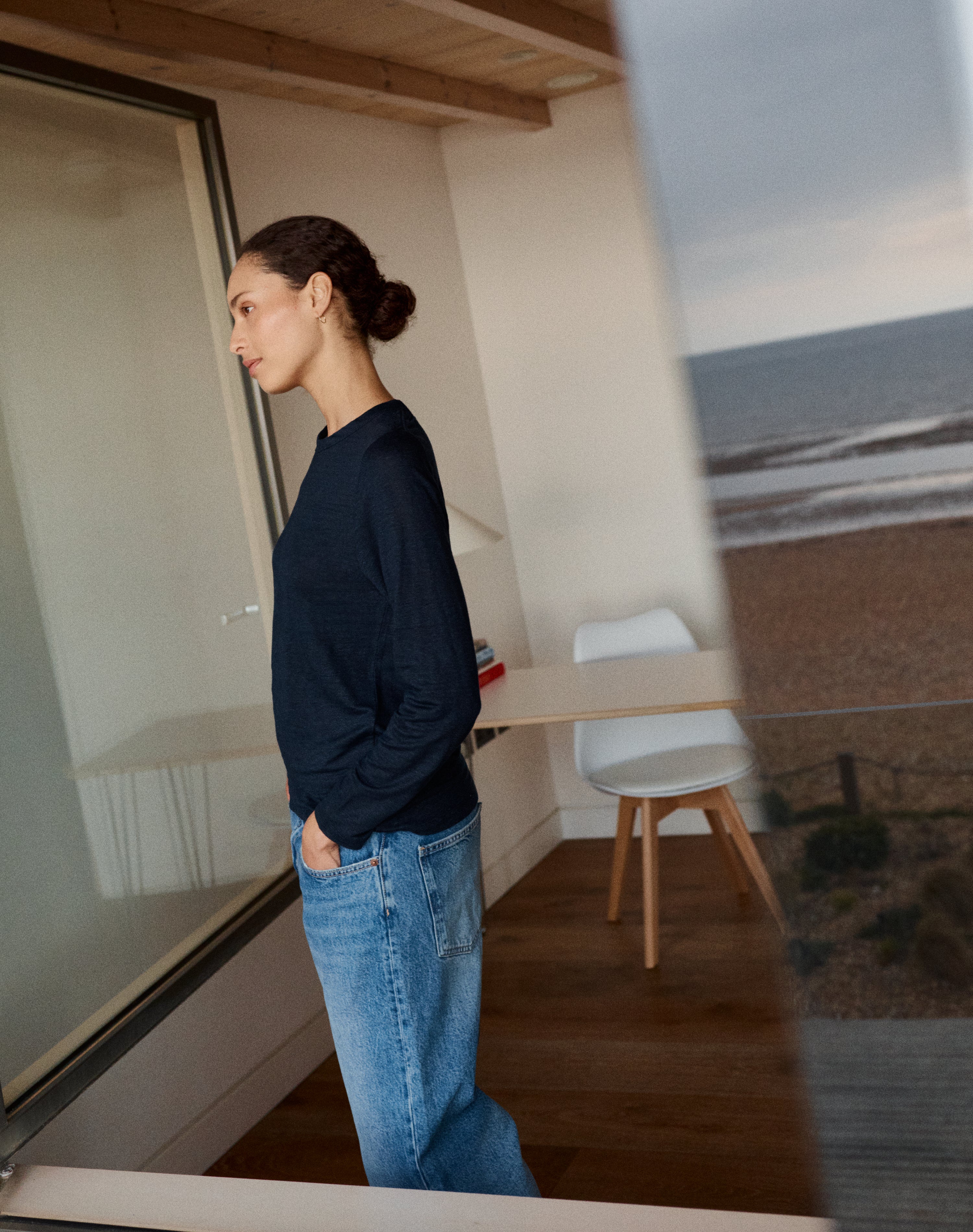 The LINEN / The Long Sleeve - Navy