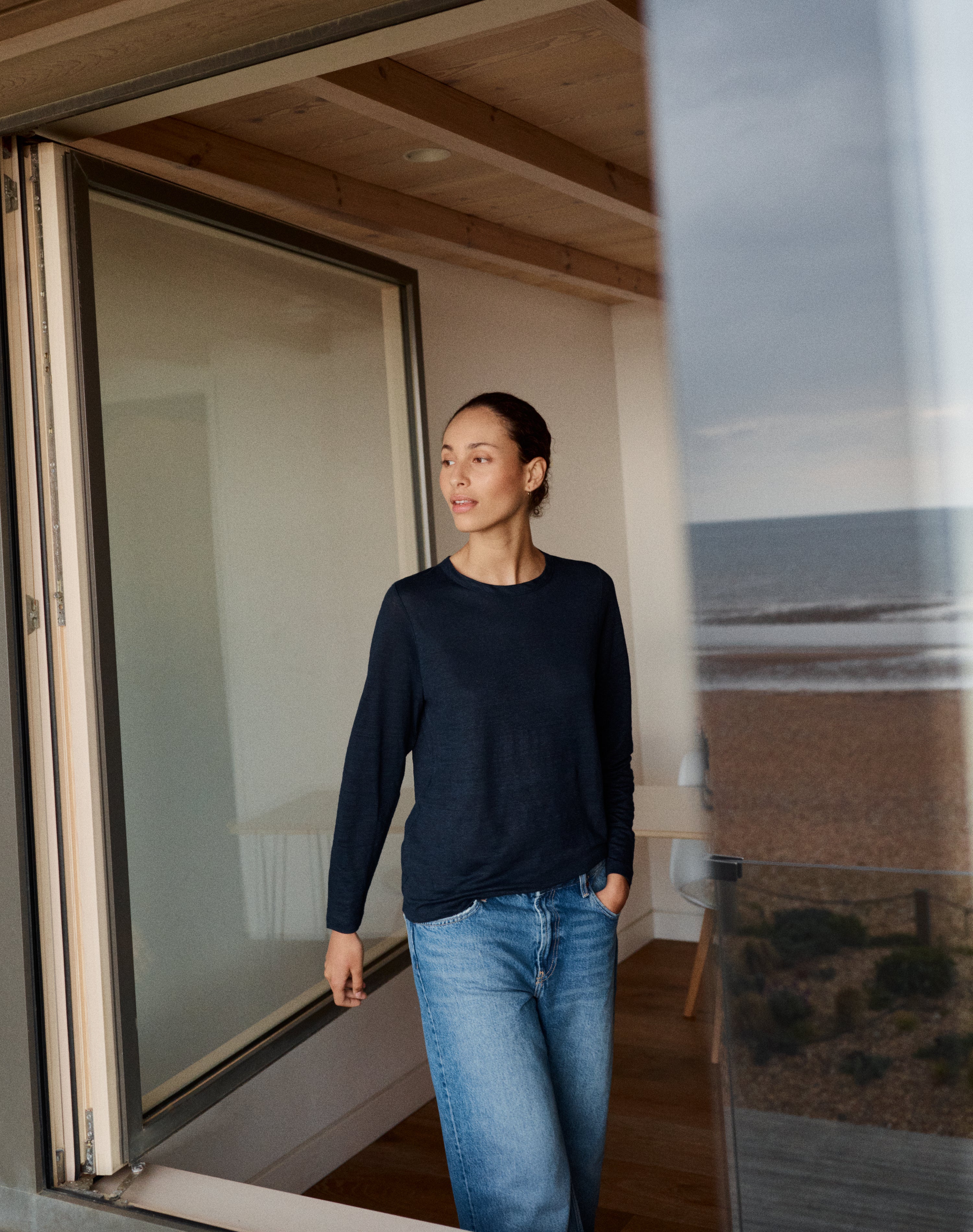 The LINEN / The Long Sleeve - Navy