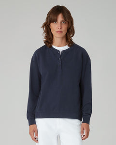 The LOOPBACK / Henley Sweat - Navy