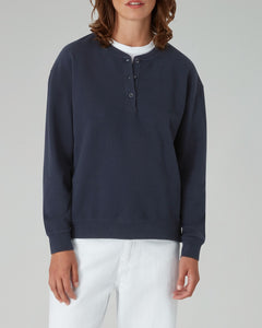 The LOOPBACK / Henley Sweat - Navy