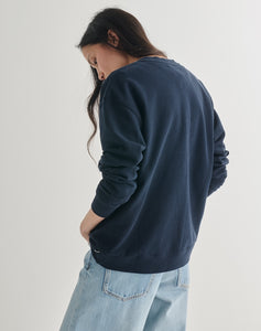 The LOOPBACK Henley Sweat - Navy