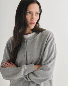 The LOOPBACK Henley Sweat - Slate Grey