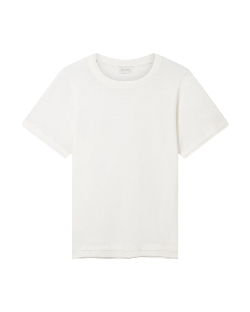 White cotton t-shirt with layered effect 