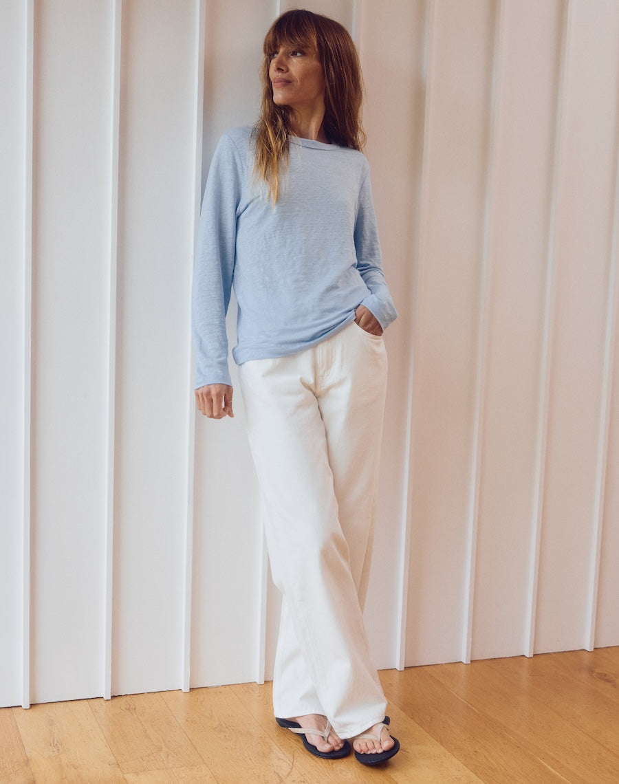 The LINEN / The Long Sleeve  - Salt Blue