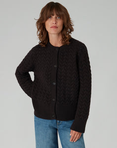 The BORDER CABLE Cardigan - Carob