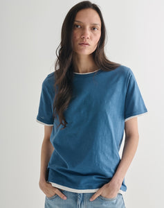 The LAYERED Tee 02 - Ocean Blue + White