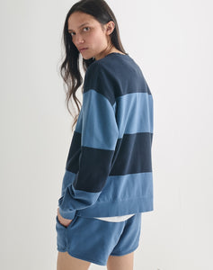 The LOOPBACK Cut & Stitch Sweat - Navy / Ocean Blue
