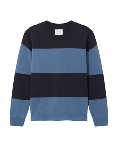 The LOOPBACK Cut & Stitch Sweat - Navy / Ocean Blue