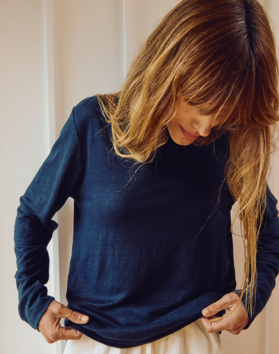 The LINEN / The Long Sleeve - Navy