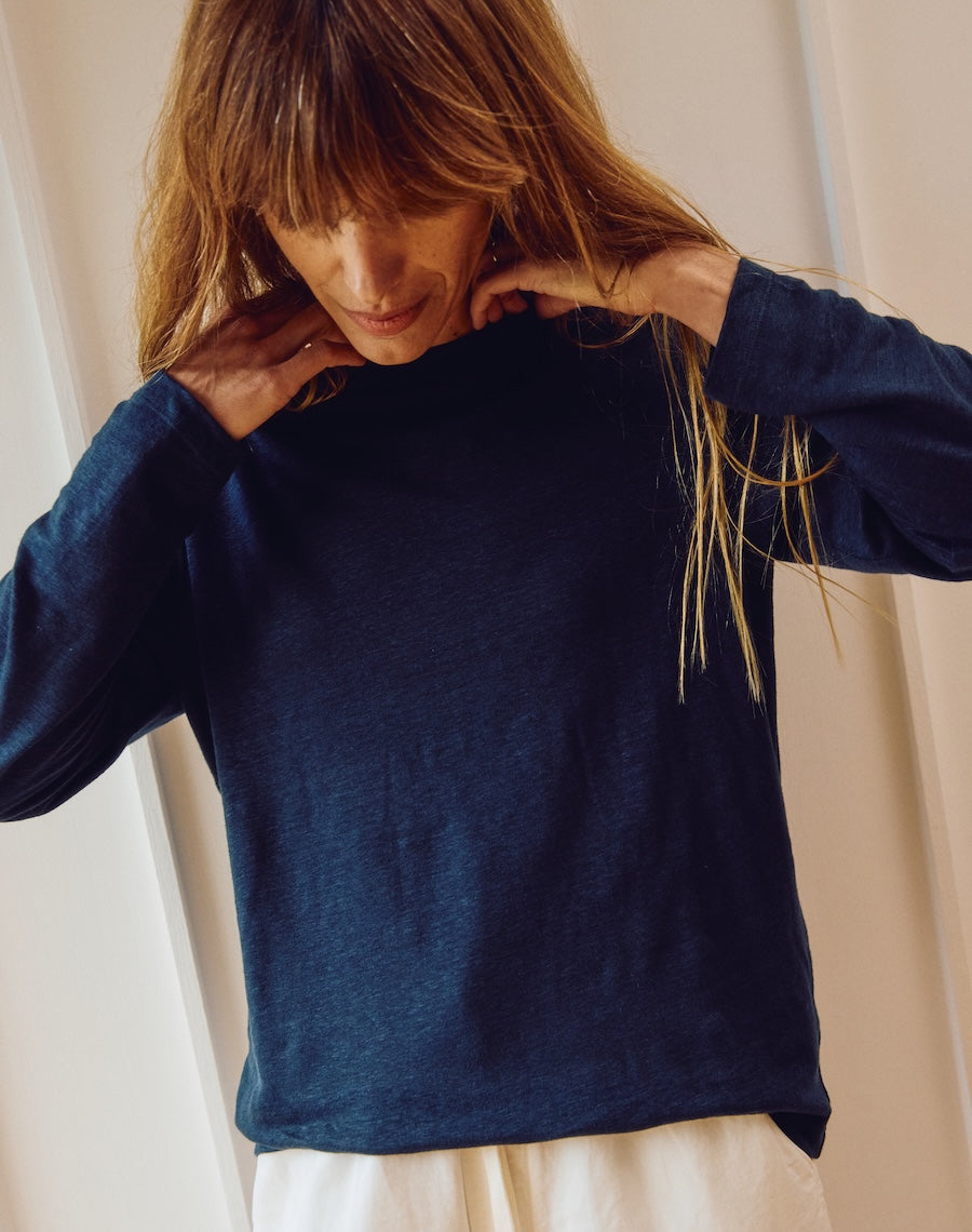 The LINEN / The Long Sleeve - Navy