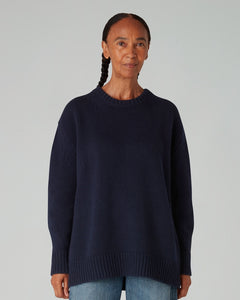 Navygrey Women The OVERSIZE Sustainable Scottish spun Lambswool Jumper Navy