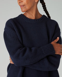 Navygrey Women The OVERSIZE Sustainable Scottish spun Lambswool Jumper Navy