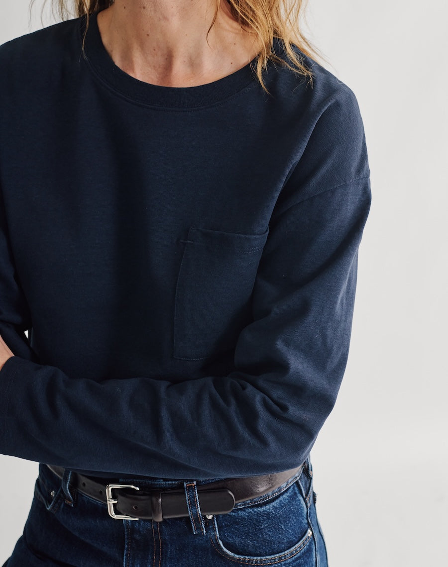 The Structured Slub / The Long Sleeve - Navy