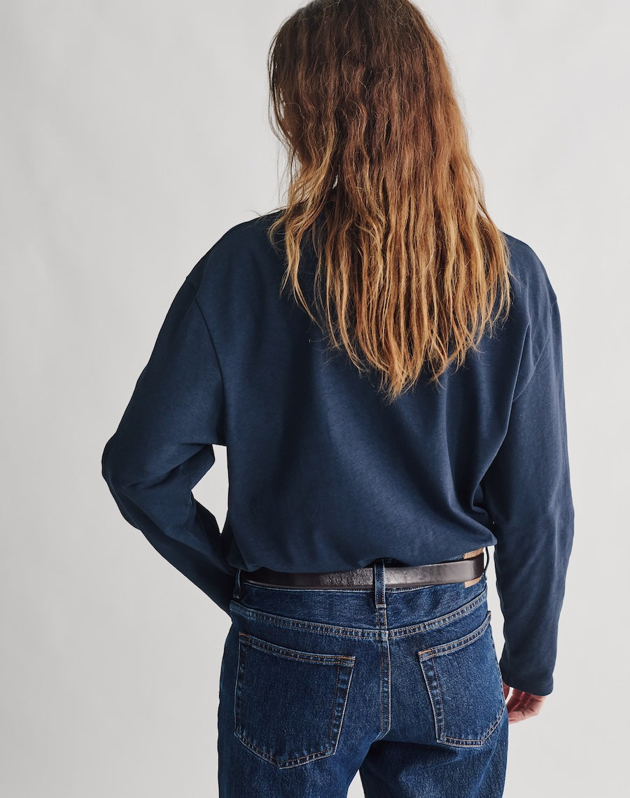 The Structured Slub / The Long Sleeve - Navy