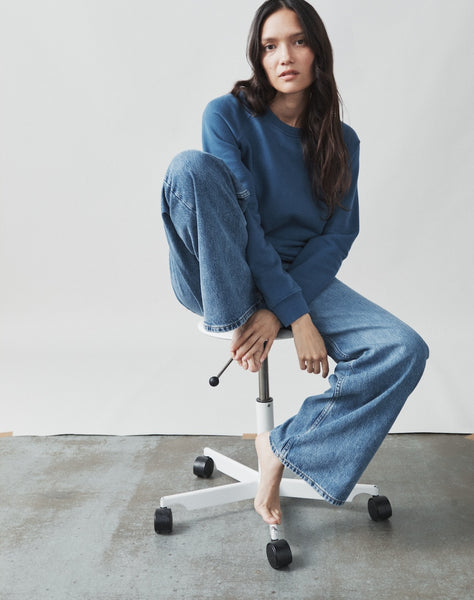 The Vintage fit SWEATSHIRT I Ocean Blue I Navygrey