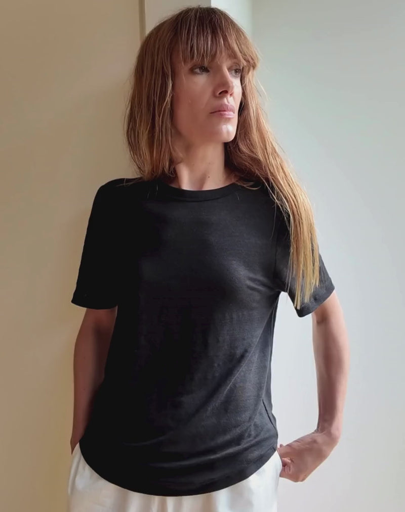 The Linen / The Classic Fit Tee - Black, Renewed + Restored